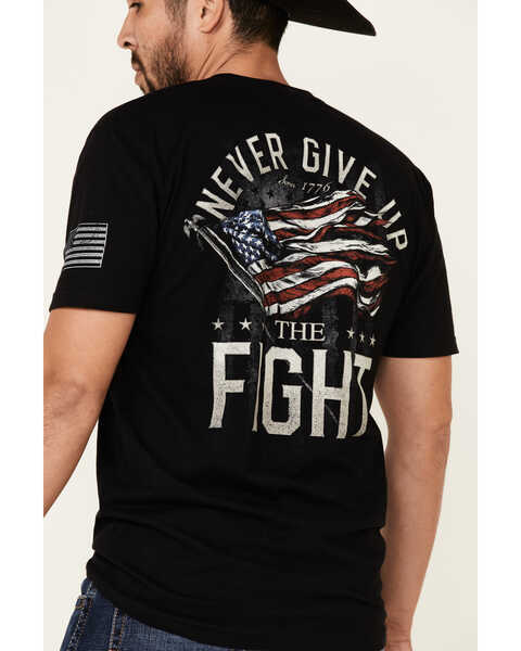 Image #5 - Buck Wear Men's Never Give Up Flag Graphic T-Shirt , Black, hi-res