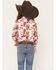 Image #4 - Wrangler Girls' Boot Print Long Sleeve Pearl Snap Western Shirt, White, hi-res