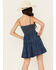 Image #4 - Angie Women's Denim Knot Front Tiered Mini Dress, Blue, hi-res