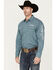Wrangler Men's Logo Geo Print Long Sleeve Western Snap Shirt, Navy, hi-res
