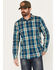 Image #1 - Brothers and Sons Men's Aransas Plaid Print Long Sleeve Button Down Western Shirt, Hunter Green, hi-res
