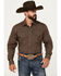 Image #1 - Cinch Men's Southwestern Geo Print Long Sleeve Snap Shirt, Dark Brown, hi-res
