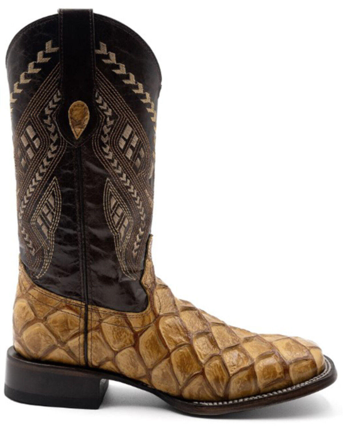Image #2 - Ferrini Men's Bronco Pirarucu Print Western Boots - Broad Square Toe, Brown, hi-res