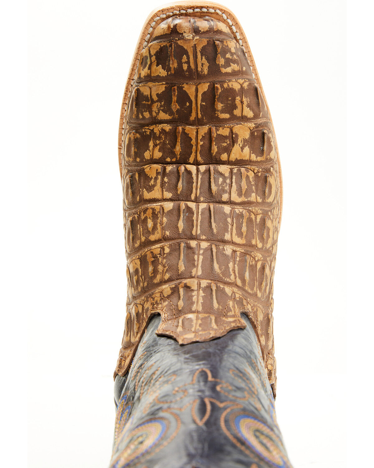 Image #6 - El Dorado Men's Exotic American Alligator Western Boots - Square Toe, Brown, hi-res