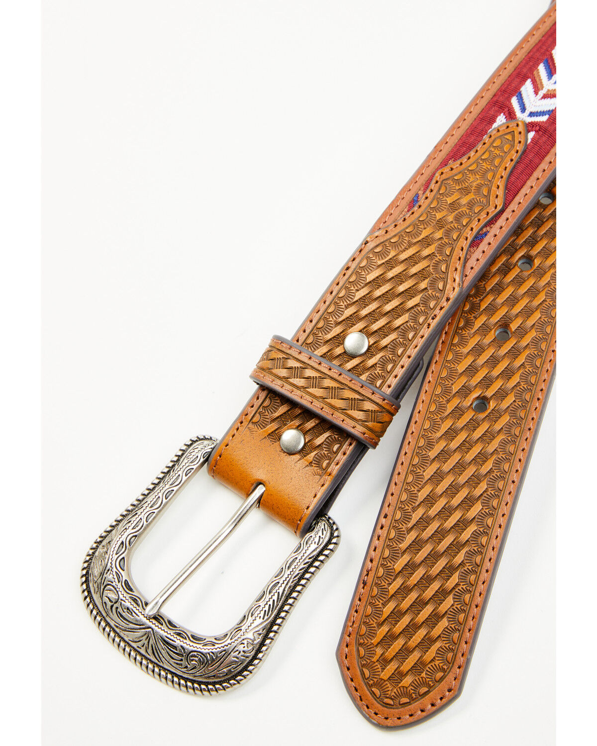Image #2 - Cody James Men's Brantley Southwestern Woven Inlay Leather Belt, Brown, hi-res