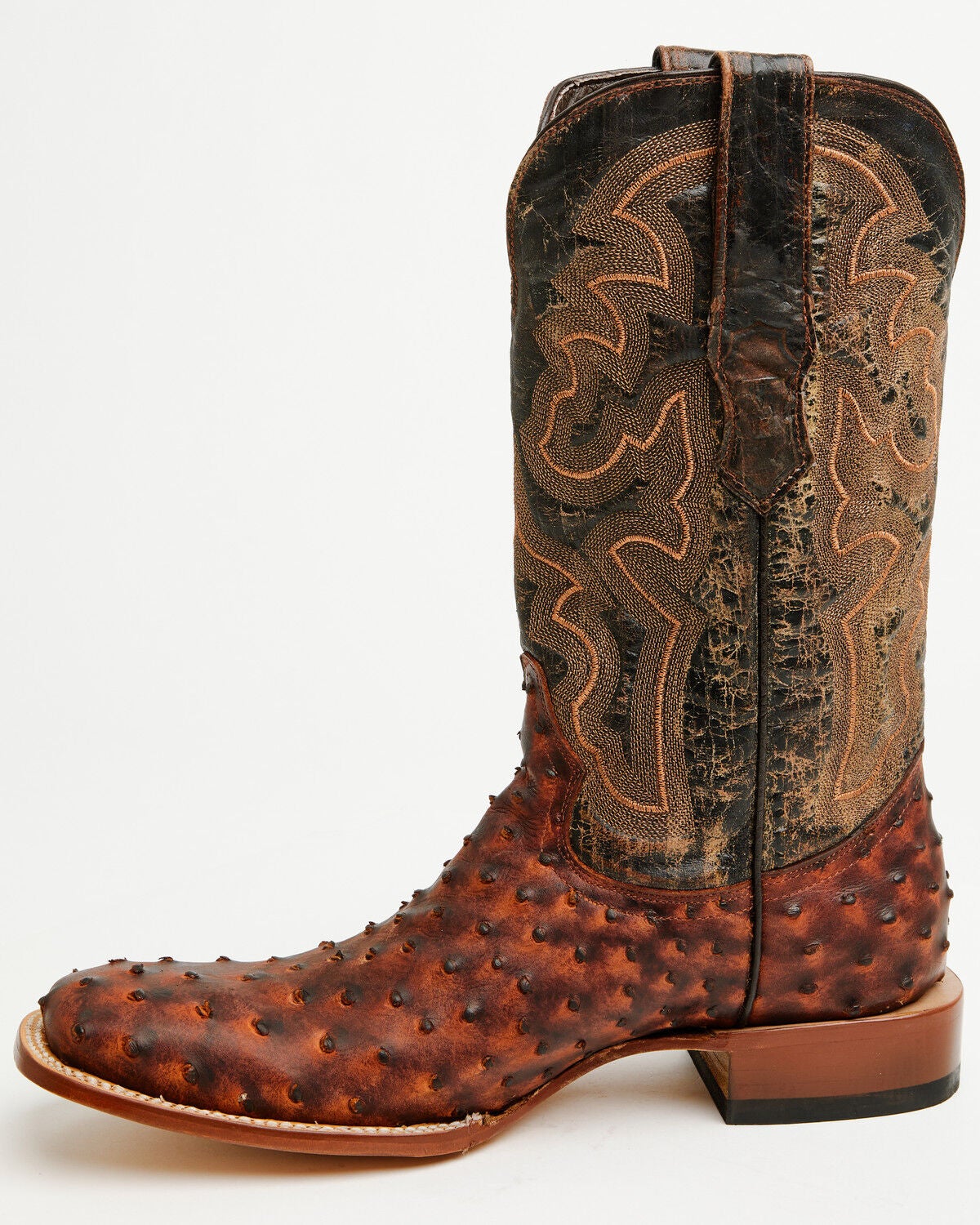 Image #3 - Tanner Mark Men's Exotic Ostrich Print Western Boots - Broad Square Toe, Brown, hi-res