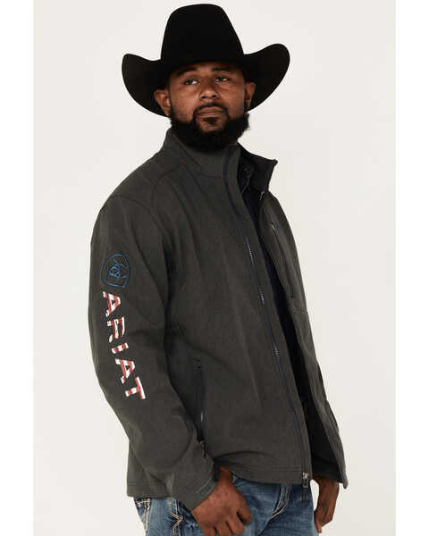 Ariat Men's Logo 2.0 Patriot Softshell Jacket - Tall, Charcoal, hi-res