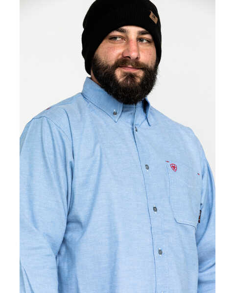 Image #5 - Ariat Men's FR Solid Durastretch Long Sleeve Work Shirt - Big , Blue, hi-res