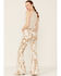 Saints & Hearts Women's Cow Print High Rise Raw Hem Flare Jeans, Taupe, hi-res
