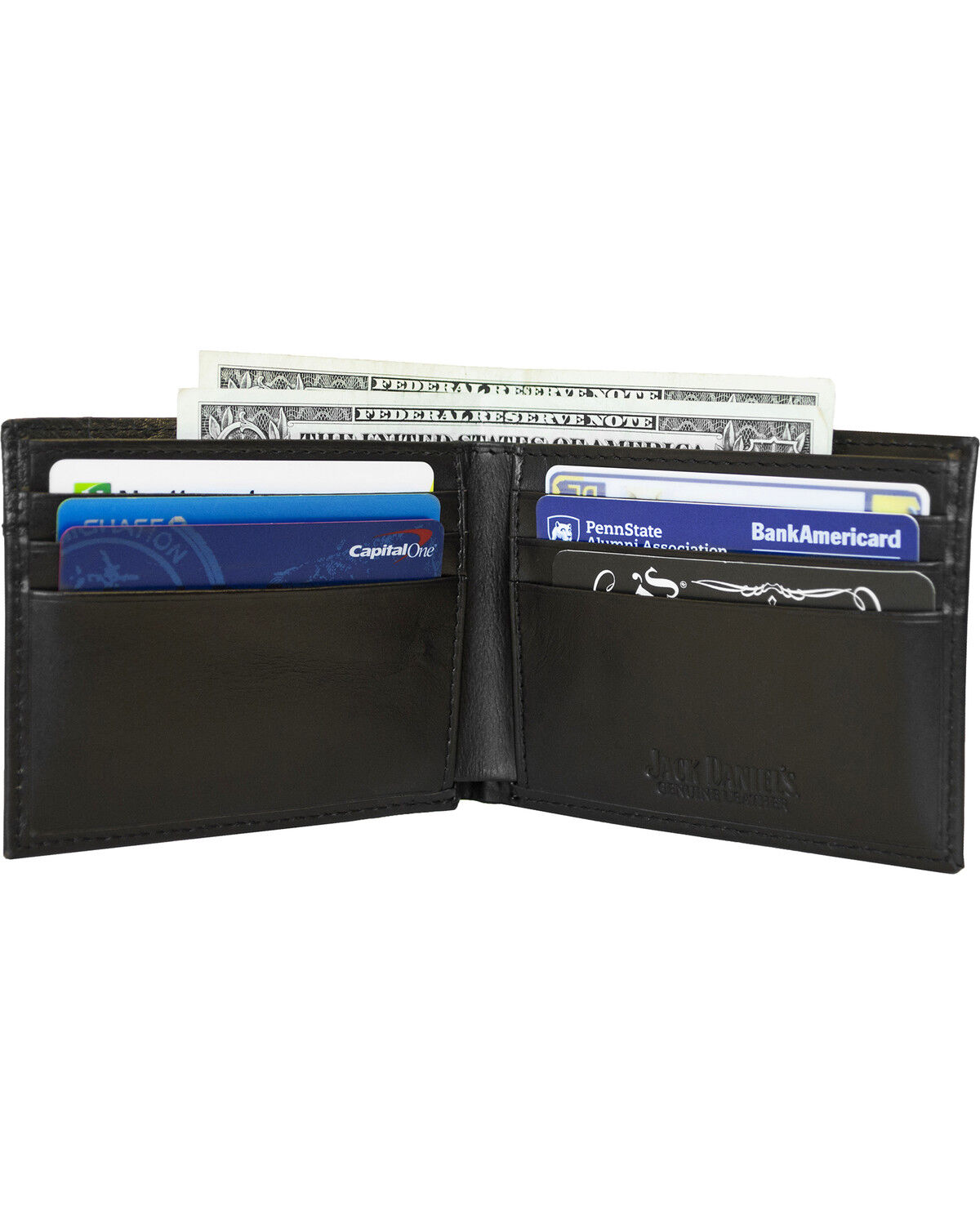 Image #2 - Western Express Men's Black Old #7 Leather Billfold Wallet, Black, hi-res