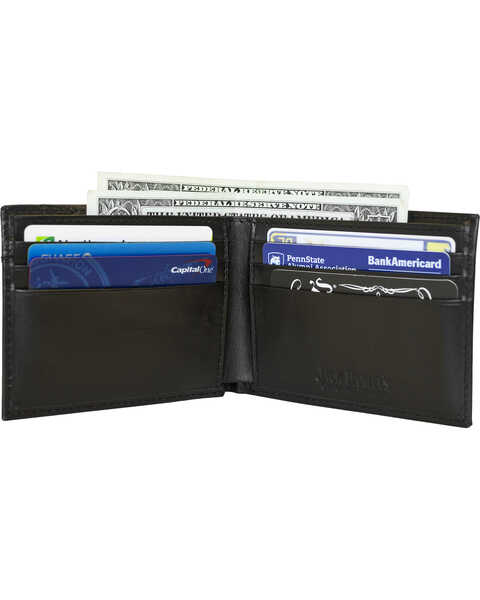 Image #2 - Western Express Men's Black Old #7 Leather Billfold Wallet , Black, hi-res