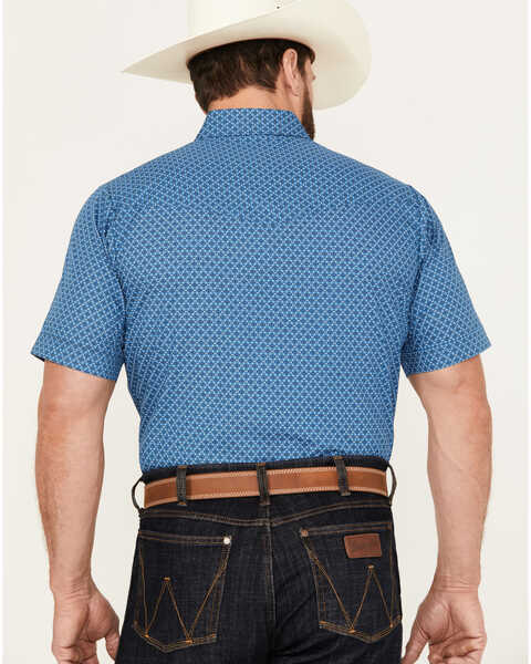 Image #4 - Ely Walker Men's Print Short Sleeve Pearl Snap Western Shirt, Blue, hi-res