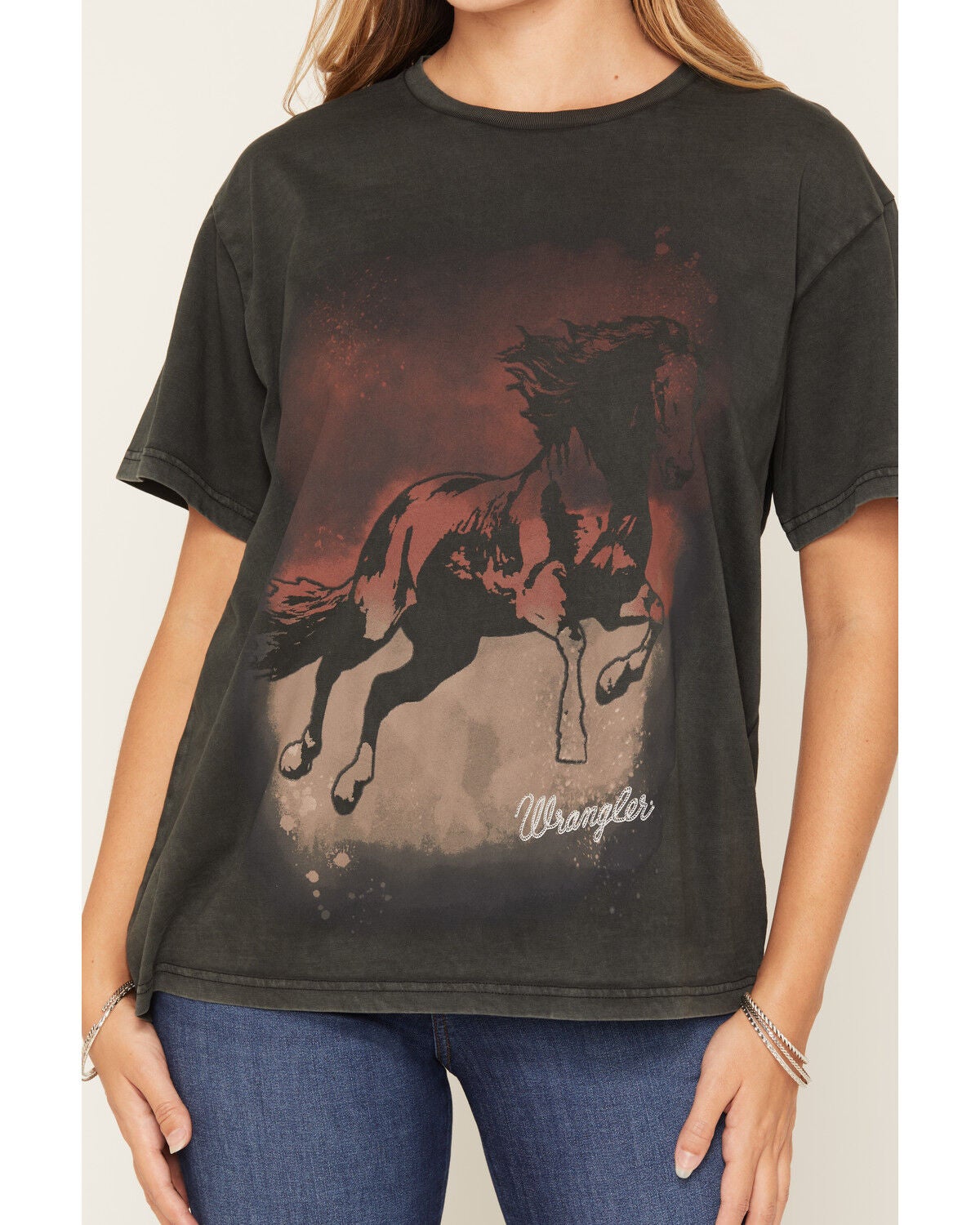 Image #3 - Wrangler Women's Horse Short Sleeve Graphic T-Shirt, Black, hi-res