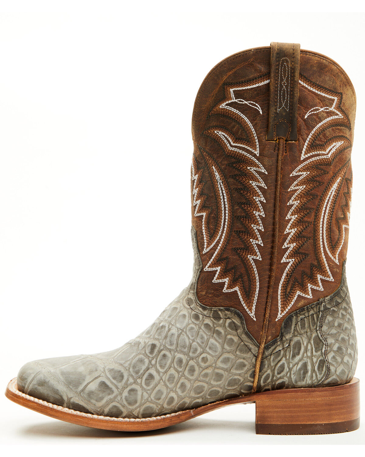 Image #3 - El Dorado Men's Exotic American Alligator Western Boots - Broad Square Toe, Grey, hi-res