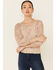 Image #1 - Mystree Women's Floral Paisley Print 3/4 Sleeve Smocked Top, Taupe, hi-res