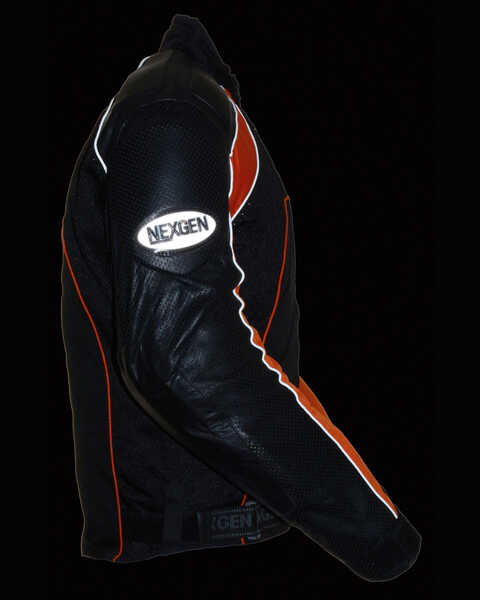 Image #6 - Milwaukee Leather Men's Combo Leather Textile Mesh Racer Jacket - 5X, Black/orange, hi-res