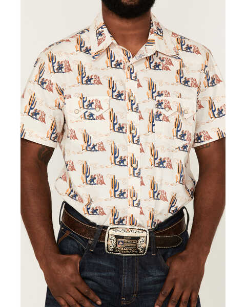 Image #3 - Rock & Roll Denim Men's Desert Conversational Print Short Sleeve Snap Western Shirt , Natural, hi-res