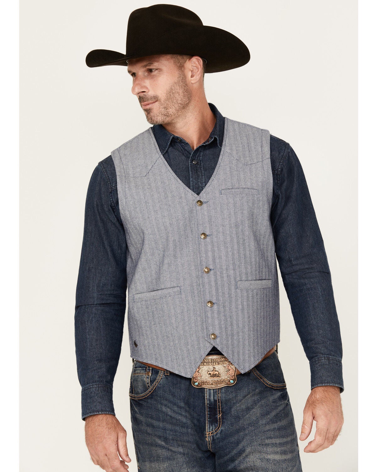 Cody James Men's St Louis Herringbone Vest, Dark Blue, hi-res