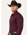 Image #2 - RANK 45® Men's Logo Long Sleeve Button-Down Performance Western Shirt, Grape, hi-res