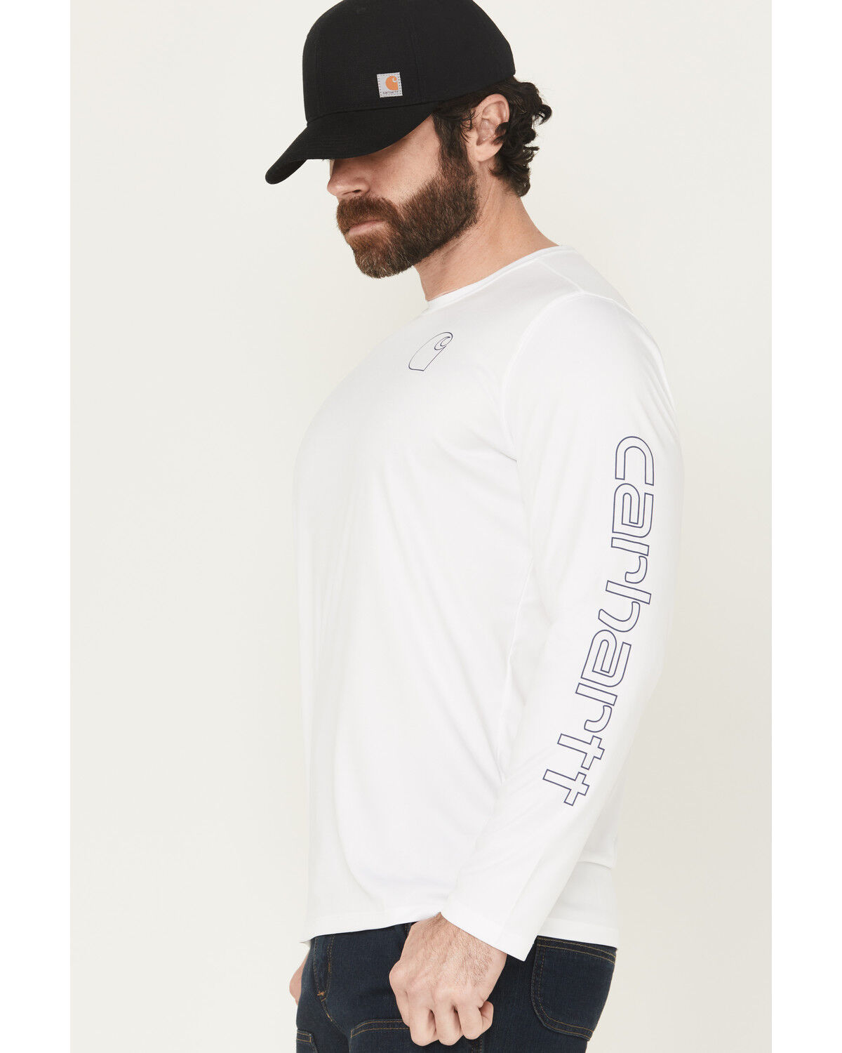 Image #2 - Carhartt Men's Force Sun Defender™ Lightweight Long Sleeve Graphic T-Shirt, Blue/white, hi-res