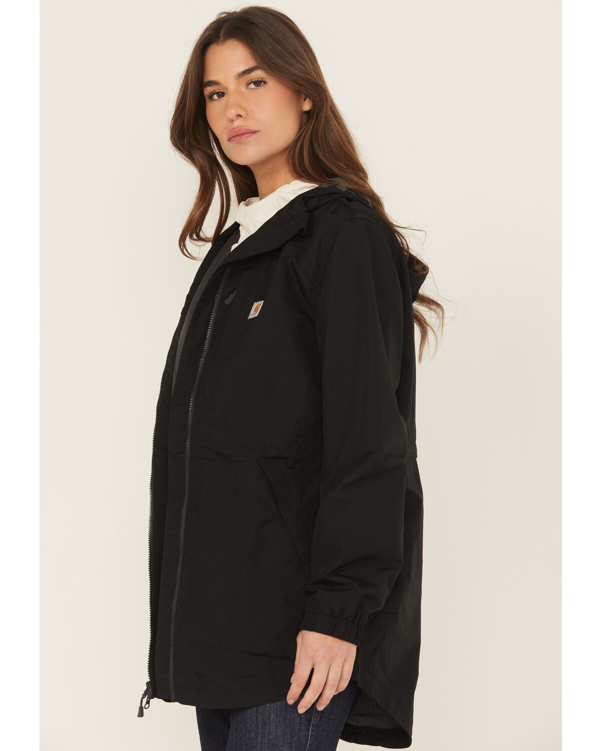 Image #2 - Carhartt Women's Black Rain Defender Nylon Coat, Black, hi-res