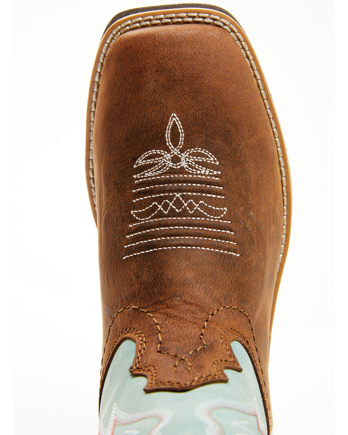 Image #6 - RANK 45® Women's Contrast Shaft Performance Leather Western Boots - Broad Square Toe, Turquoise, hi-res