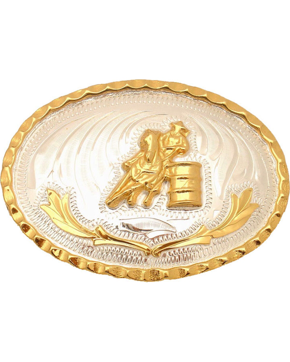 Western Express Women's Small Barrel Racing Belt Buckle, Silver, hi-res
