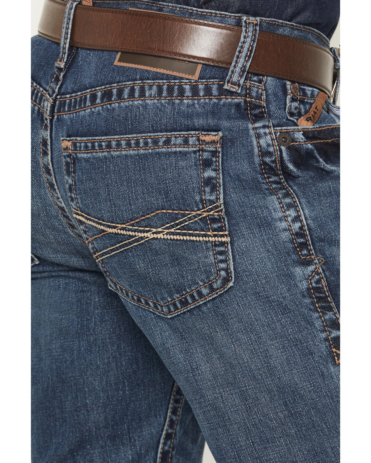 Image #4 - Ariat Men's M4 Newton Norwich Medium Wash Relaxed Straight Rigid Denim Jeans, Medium Wash, hi-res