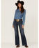 Image #1 - Stetson Women's 214 Trouser Flare Jeans, Blue, hi-res