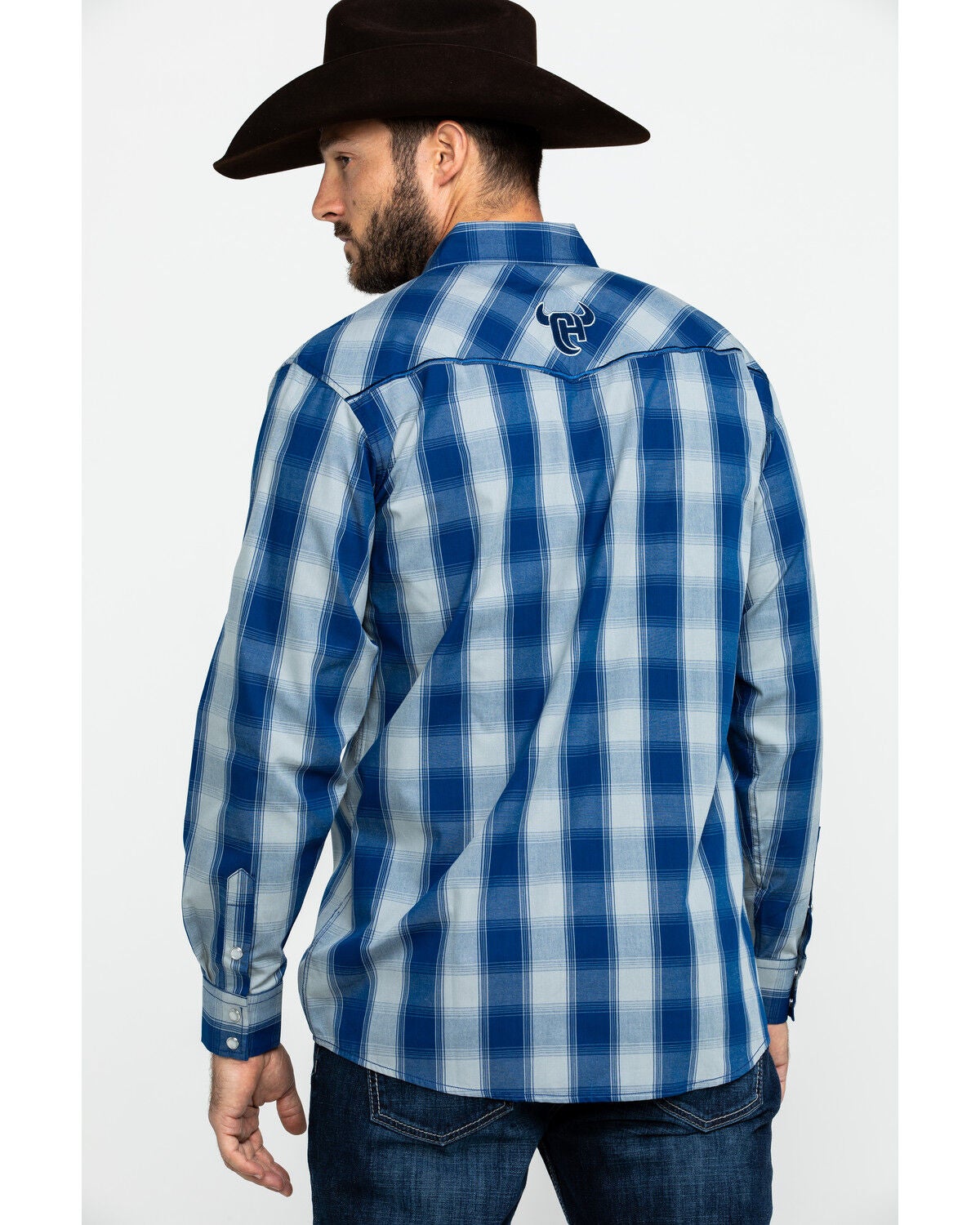 Cowboy Hardware Men's Royal Classic Plaid Long Sleeve Western Shirt