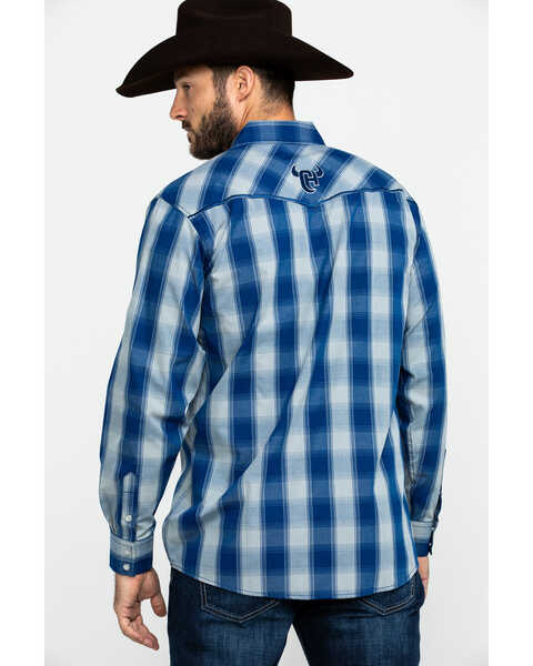 Image #2 - Cowboy Hardware Men's Royal Classic Plaid Long Sleeve Western Shirt , Royal Blue, hi-res