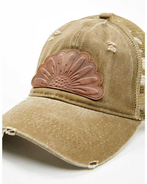 Image #2 - Shyanne Women's Faux Leather Patch Pony Tail Baseball Cap , Olive, hi-res