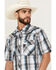 Image #2 - Cowboy Hardware Men's Plaid Print Short Sleeve Snap Western Shirt, White, hi-res