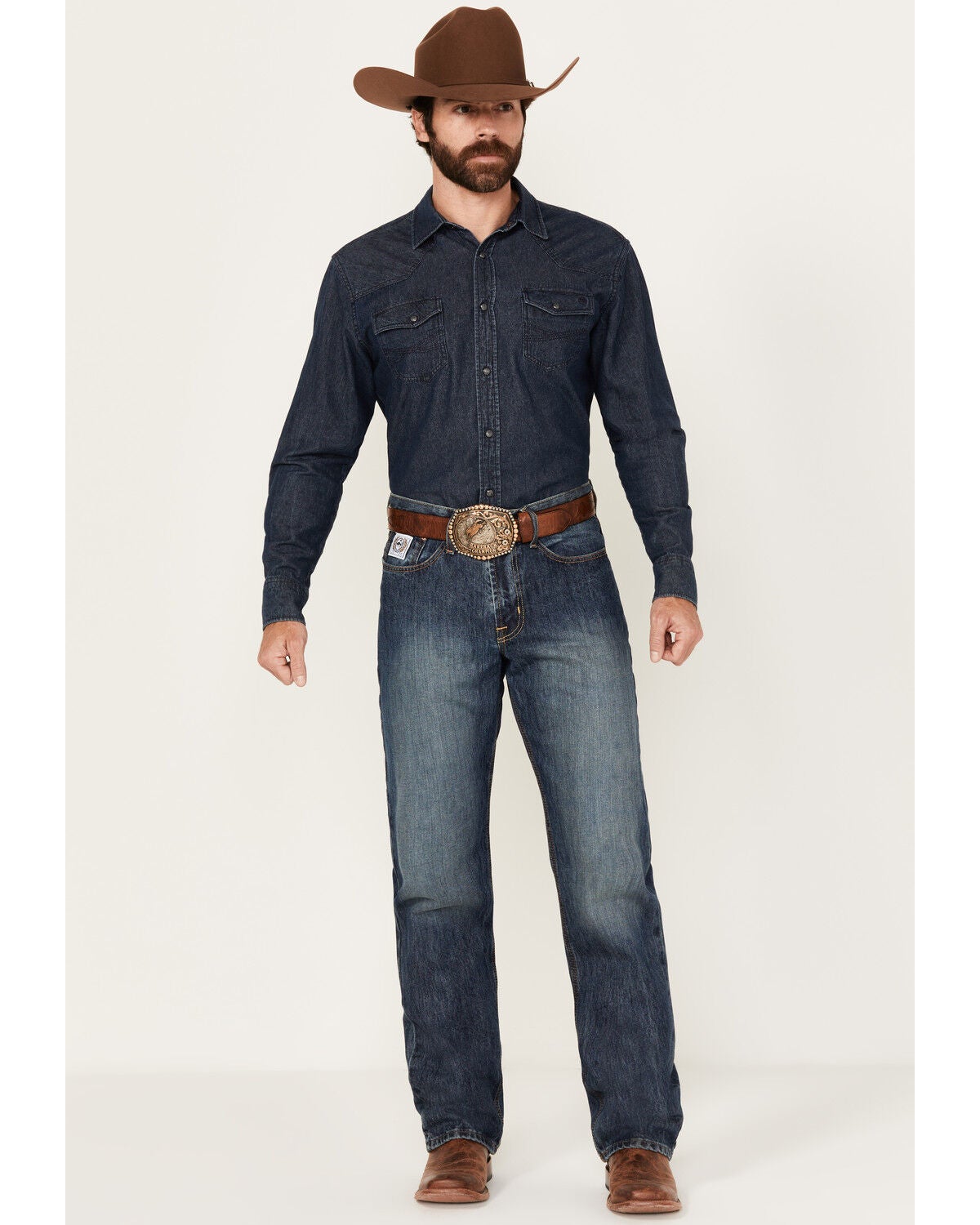 Cody James Men's FR Medium Wash Slim Straight Stretch Denim Work