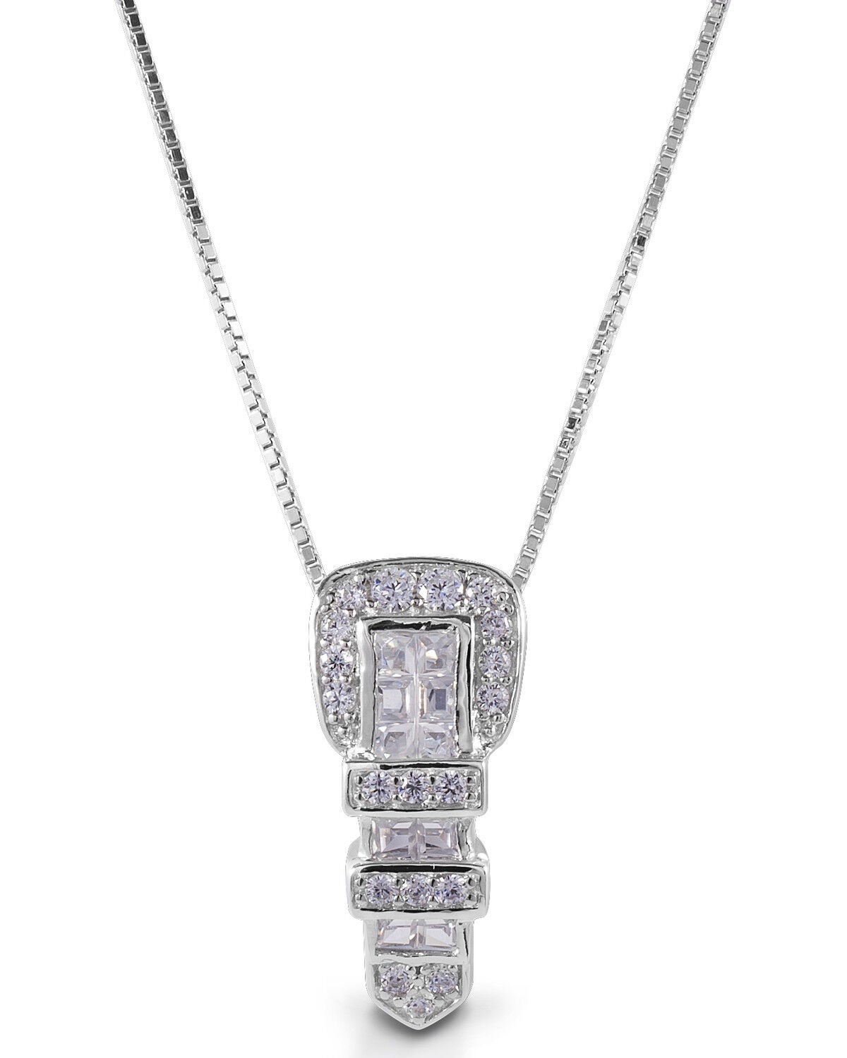 Image #1 - Kelly Herd Women's Clear Ranger Style Buckle Pendant Necklace, Silver, hi-res