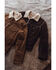 Image #1 - Scully Men's Sherpa Lined Boar Suede Jacket, Brown, hi-res