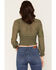Image #4 - Wild Moss Women's Smocked Bottom Long Sleeve Top, Olive, hi-res