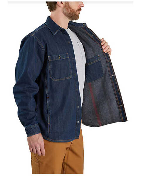 Carhartt Men's Relaxed Fit Denim Fleece Lined Snap-Front Shirt