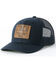 Image #1 - Cinch Men's Leather Patch Ball Cap, Navy, hi-res