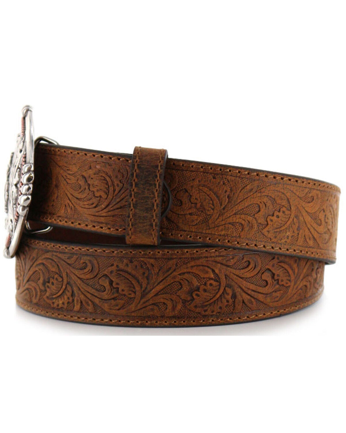 Bronc Buckle Tooled Leather Belt | Sheplers