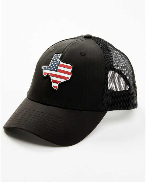 Image #1 - Howitzer Men's Texas Star & Stripes Patch Mesh Back Baseball Cap, Black, hi-res