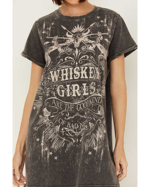 Image #3 - Blended Women's Whiskey Girls Graphic Tee Mini Dress , Grey, hi-res