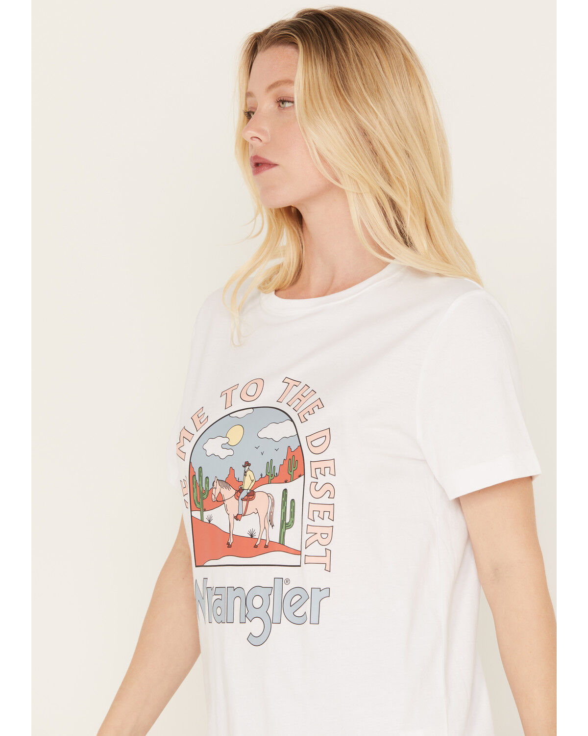Image #2 - Wrangler Women's Boot Barn Exclusive Take Me To The Desert Short Sleeve Graphic Tee, Ivory, hi-res