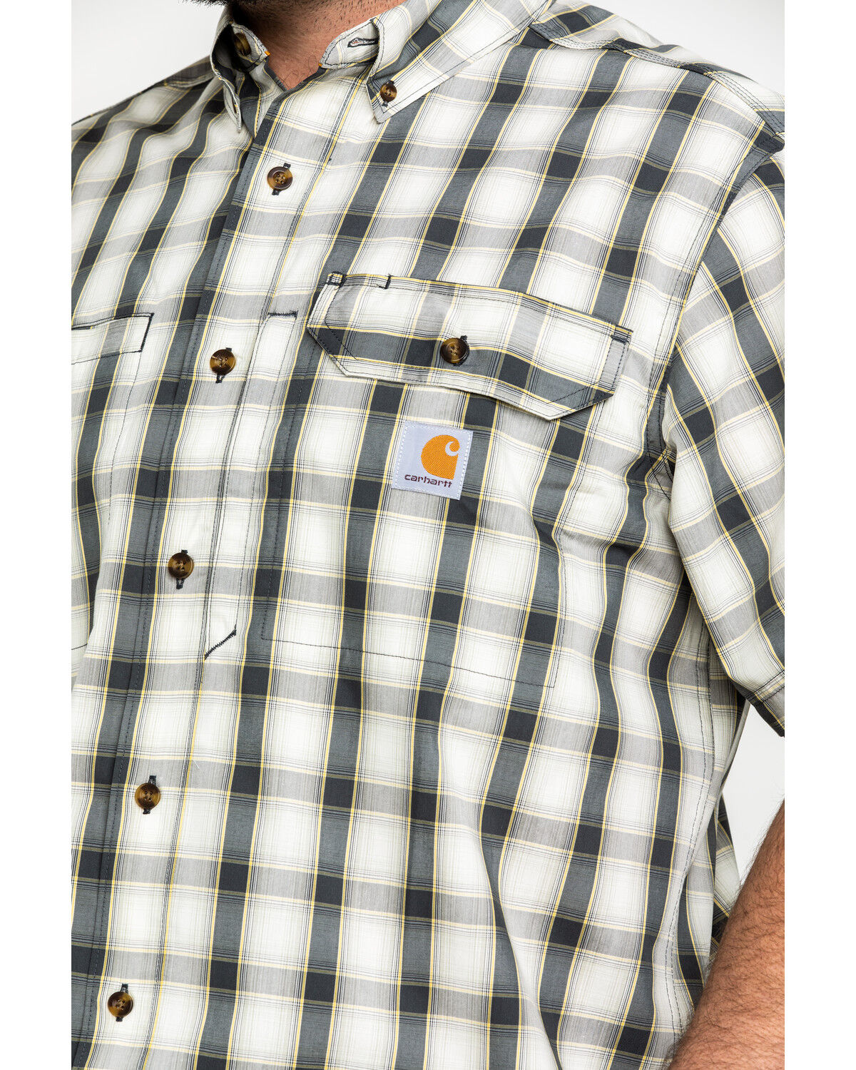 Image #4 - Carhartt Men's Plaid Print Rugged Flex Rigby Short Sleeve Work Shirt, Grey, hi-res