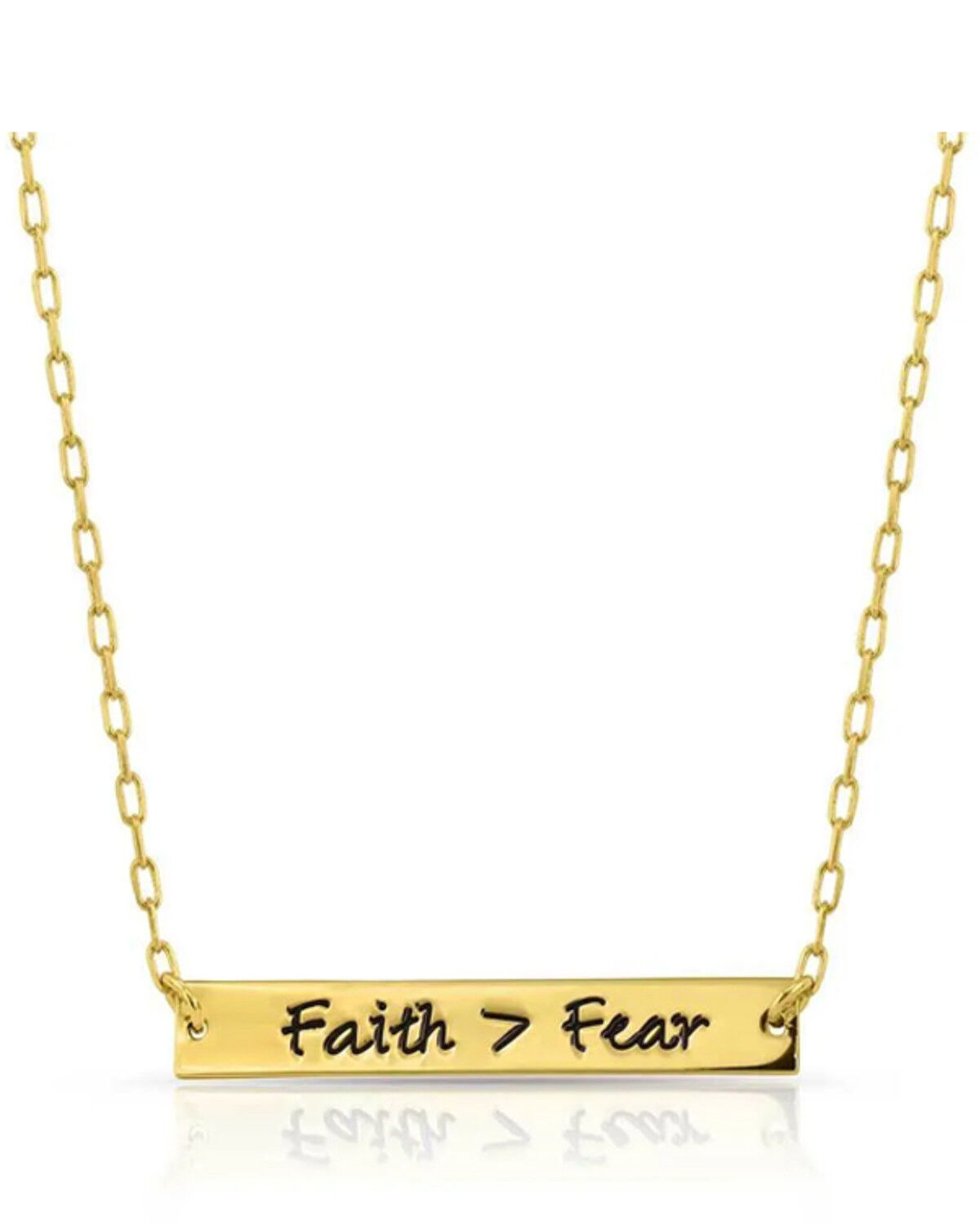 Image #1 - Montana Silversmiths Women's Gold Faith Is Greater Than Fear Necklace, Silver, hi-res