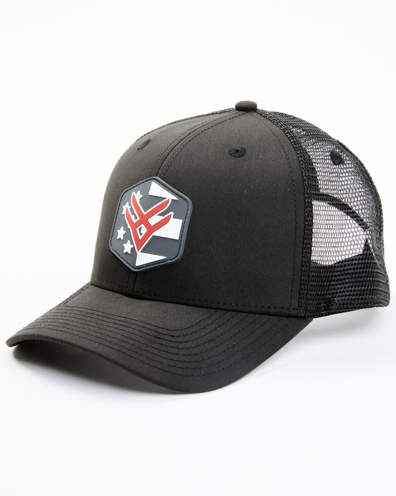 Hawx Men's Black Flag Hectagon Logo Patch Mesh-Back Ball Cap , Black, hi-res