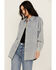 Image #2 - Blue B Women's Light Wash Rhinestone Long Sleeve Button-Down Denim Shirt, Blue, hi-res