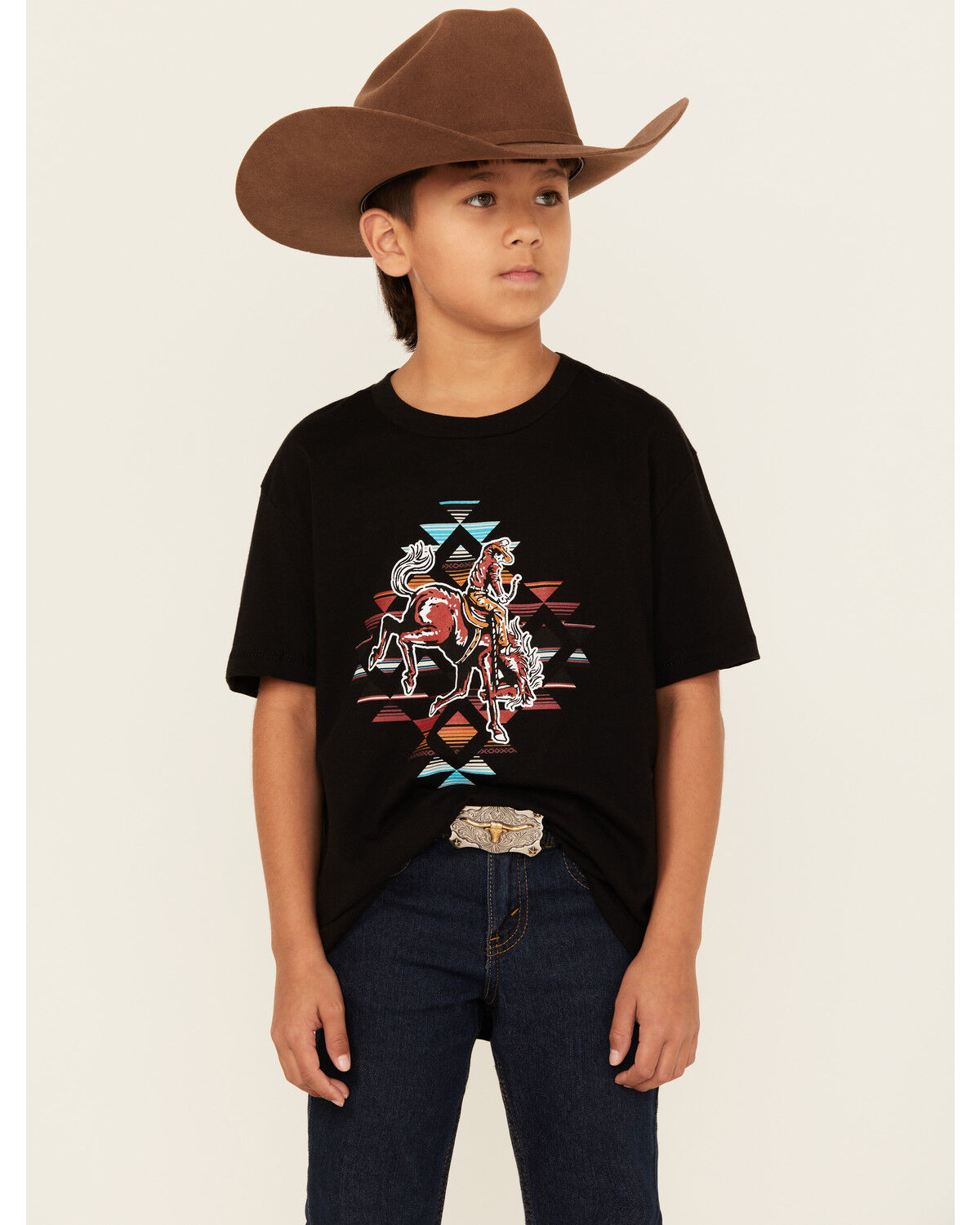 Image #1 - Cody James Boys' Southwest Rider Short Sleeve Graphic T-Shirt, Black, hi-res