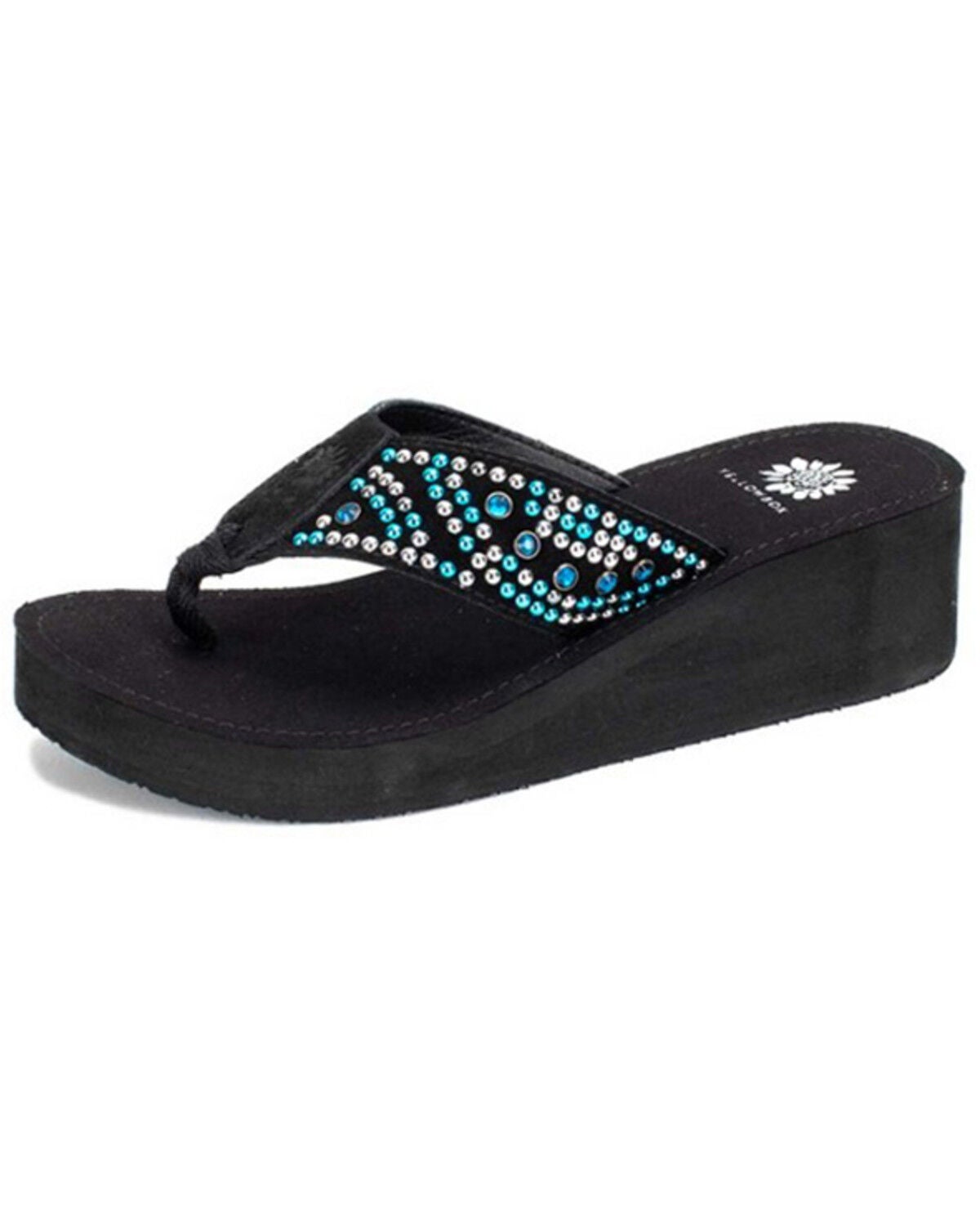 Yellow Box Women's Trixy Flip-Flip Wedge Sandal, Turquoise, hi-res