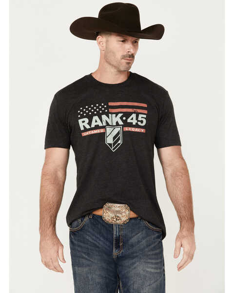 Image #1 - RANK 45® Men's Flag Logo Short Sleeve Graphic T-Shirt, Charcoal, hi-res